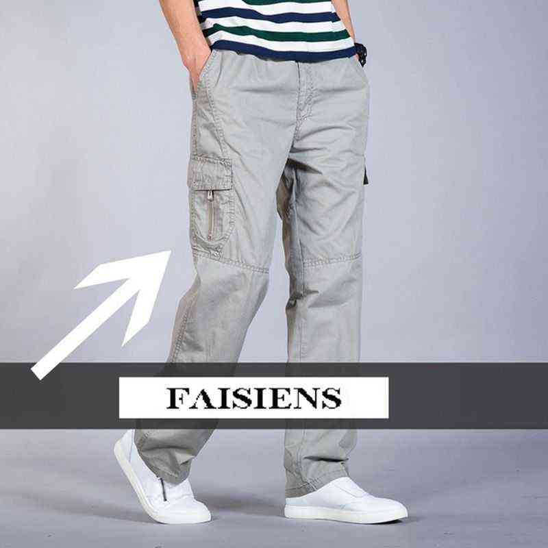13XL 170kg Autumn winter Men cargo pants pocket zipper out door big size pants male simple army green pants Straight trousers 48 211112