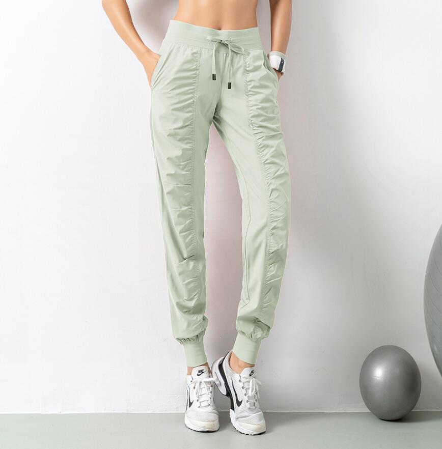Yoga pants drawstring elastic waist joggers Yoga outfits sports loose fit breathable gym clothes women pant running fitness pocket casual overall tigh