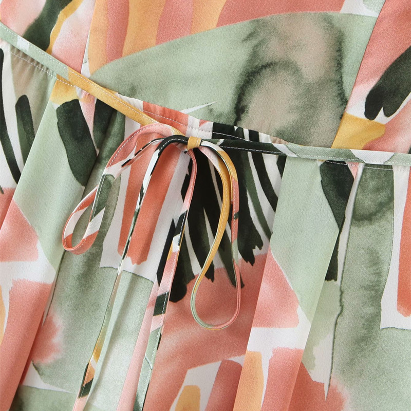 PUED Oversize Women V Neck Bow Lace Rompers Summer Fashion Ladies Beach Style Loose Female Water Print Jumpsuit 210515