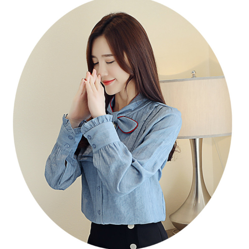 blusas mujer de moda spring bow collar office work wear white blouse women chiffon shirt long sleeve shirts 2146 50 210506