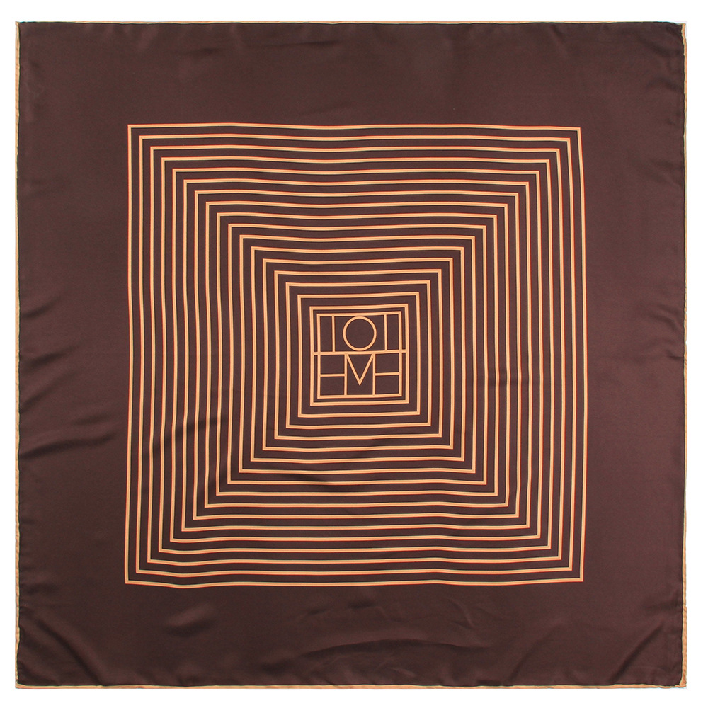 New Style Hand-curled Silk Scarf Women 90cm Twill Square Geometric Stripe Printing Shawl Turban Handkerchief