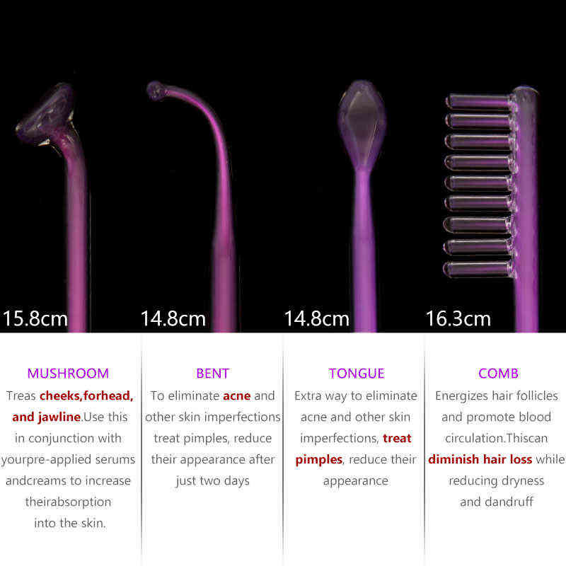 High Frequency Machine Argon Gas Violet Purple Light Acne Remover inflammation Massager Face Skin Care Beauty Spa Wand 211231