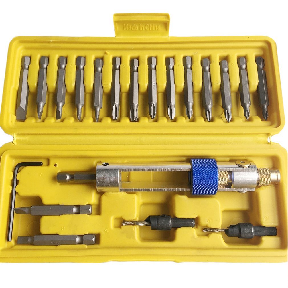 20-Bits Set Half-Time Drill Driver Swivel Head Quick-Change Van Boren To Drive