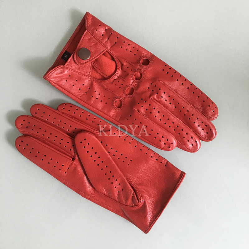 Fashion Solid Breathable Leather Gloves Spring Men Wrist Nappa Mitten Real Genuine Male Unlined Driving