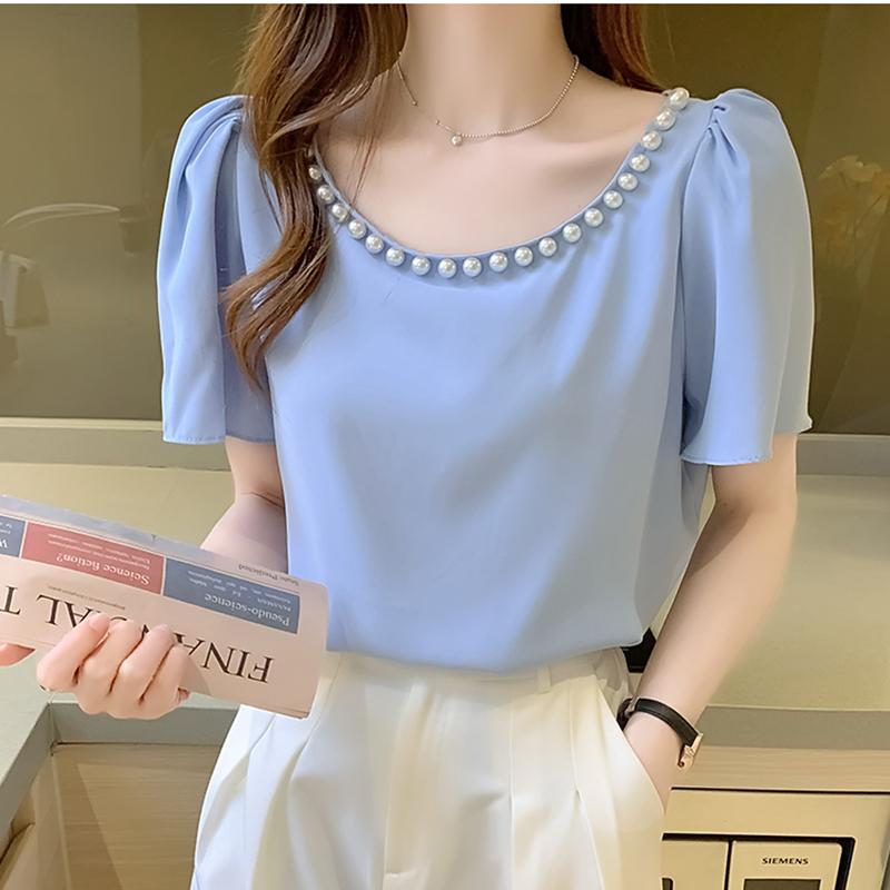 Women's Blouses & Shirts GGRIGHT Chiffon Blouse Beading Shirt Women Summer Tops 2021 Casual White Womens Short Sleeve Blue Woman Clothes
Women's Blouses & Shirts GGRIGHT Chiffon Blouse Beading Shirt Women Summer Tops 2021 Casual White Womens Short Sleeve Blue Woman Clothes