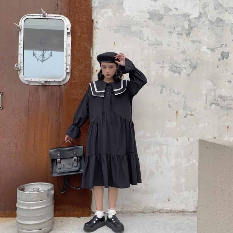 Casual Dresses Gothic Navy Style Sweet Lolita Dress Retro Turn-down Collar Flare Sleeve Loose Victorian Kawaii Girl Op Cos, Black
Casual Dresses Gothic Navy Style Sweet Lolita Dress Retro Turn-down Collar Flare Sleeve Loose Victorian Kawaii Girl Op Cos, Black