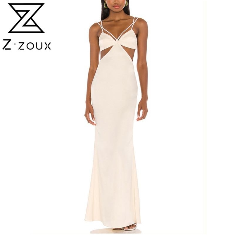 Women Dress Hollow Out V-neck Vintage Sexy White Party Sleeveless Long Girls Summer Fashion 210513