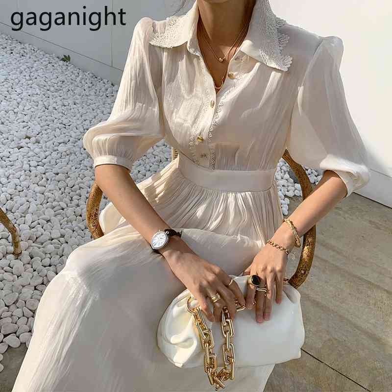 Gaganight Satin Womens Long Dress Puff Sleeve Lace Turn-down Collar Elegant Party Dresses Summer Buttons Pleated Dress 210519, Light brown
Gaganight Satin Womens Long Dress Puff Sleeve Lace Turn-down Collar Elegant Party Dresses Summer Buttons Pleated Dress 210519, Light brown