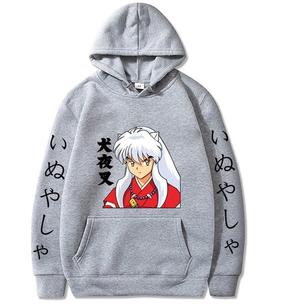 Uniex Anime InuYasha Hoodie Long Sleeve Harajuku Streetwear Hip Hop Y0809