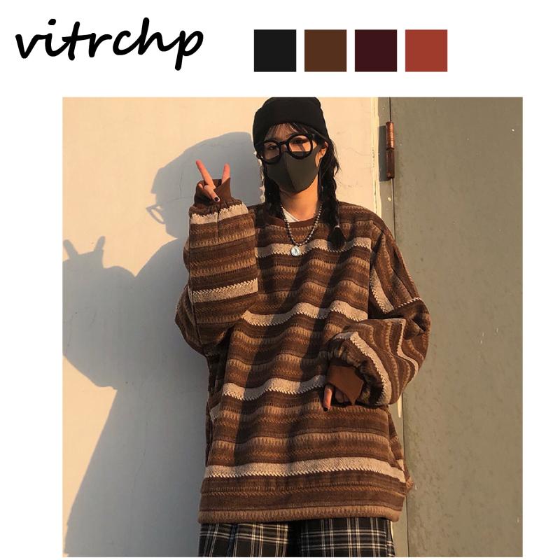 Women's Sweaters VITRCHP Pullovers Women Oversize Sweater Winter Warm Hip Ulzzang Unisex Casual Striped Knit Young Girls Fashion Retro D, White;black
Women's Sweaters VITRCHP Pullovers Women Oversize Sweater Winter Warm Hip Ulzzang Unisex Casual Striped Knit Young Girls Fashion Retro D, White;black