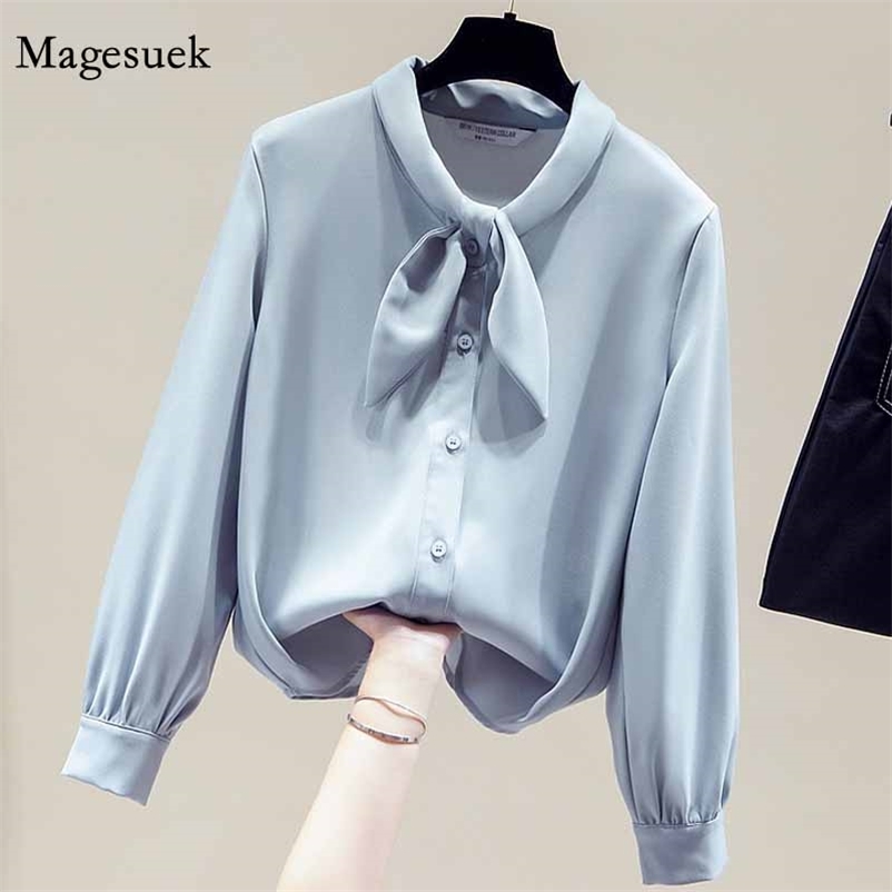 Autumn Fashion Solid Color Bow Tie Chiffon Blouse Women Long Sleeve Tops Vintage Sweet Cardigan Shirts Blusas Mujer 11598 210518, White 
Autumn Fashion Solid Color Bow Tie Chiffon Blouse Women Long Sleeve Tops Vintage Sweet Cardigan Shirts Blusas Mujer 11598 210518, White