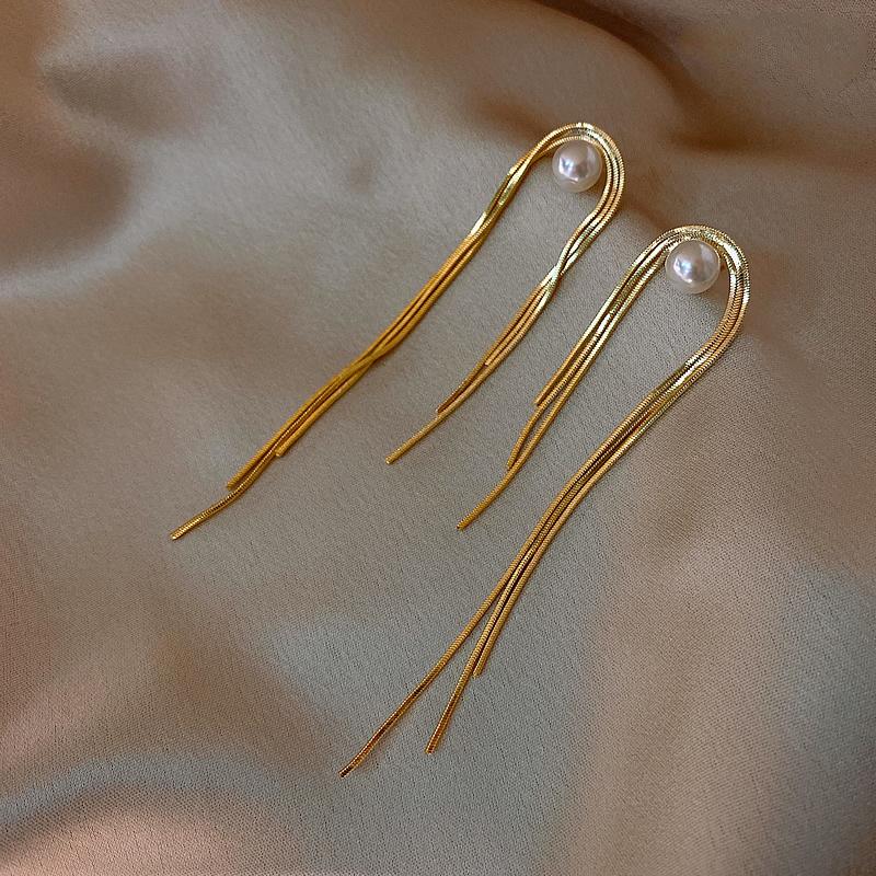 Dangle & Chandelier SRCOI Trendy Metal Tassel Asymmetric Snake Bone Thin Chain Drop Earring Imitation Round Pearl Long Women Jewelry, Silver
Dangle & Chandelier SRCOI Trendy Metal Tassel Asymmetric Snake Bone Thin Chain Drop Earring Imitation Round Pearl Long Women Jewelry, Silver