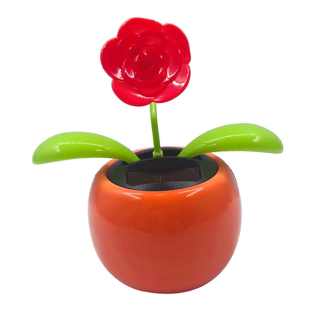 Powered Dancing Solar For Home Dahsboard Kid's Decor Pink Flower Nodding Figure Doll Toy Car