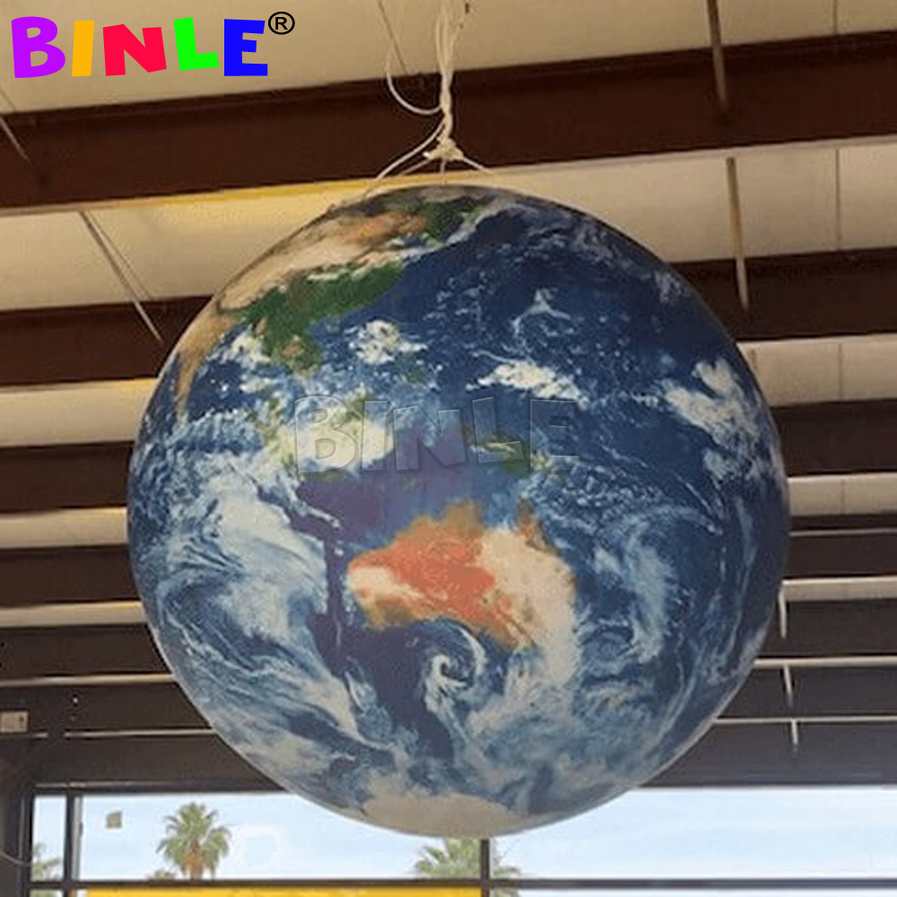 PVC airtight giant Inflatable earth planet balloon with colorful LED lights 2-6m globe ball popular event sphere for hanging decoration