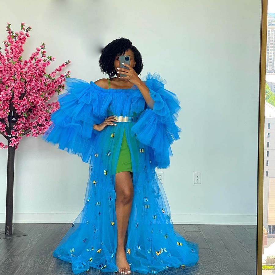 Blue Party Dress Women Robes with Butterfly Puffy Sleeves Front Opened Long Prom Dresses Photo Shoot Maternity Gown Plus Size Black Girls Co
Blue Party Dress Women Robes with Butterfly Puffy Sleeves Front Opened Long Prom Dresses Photo Shoot Maternity Gown Plus Size Black Girls Co