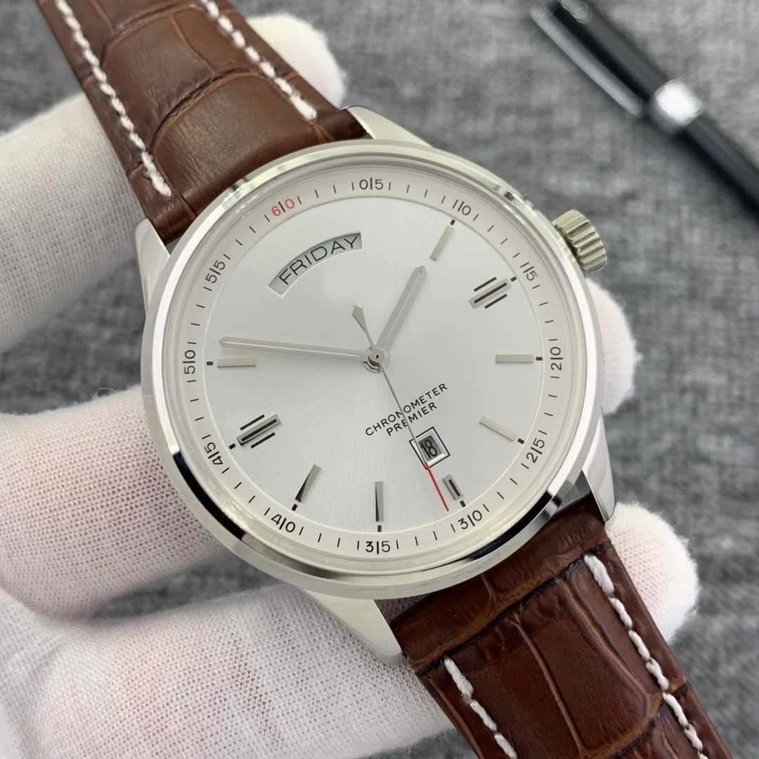 Premier Automatic Day Date 40mm Mens Watches Men Watch Wristwatches Stainless Steel Smooth Bezel Silver Dial Brown Leather Strap, No send watch for shipping
Premier Automatic Day Date 40mm Mens Watches Men Watch Wristwatches Stainless Steel Smooth Bezel Silver Dial Brown Leather Strap, No send watch for shipping