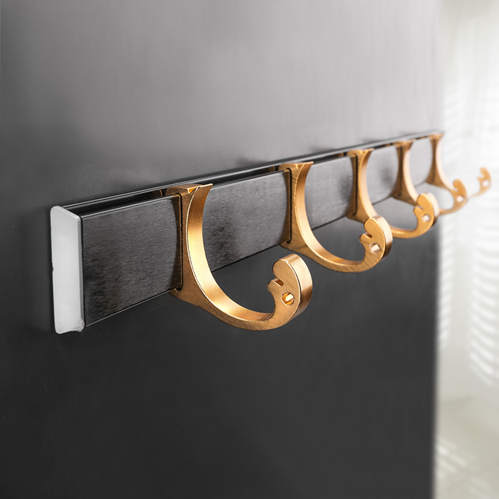 Bathroom Coat Hook Space Aluminum Towel Hook Wall Mounted Door Decor Clothing Storage Clothes Hook Hangers Bath Accessories