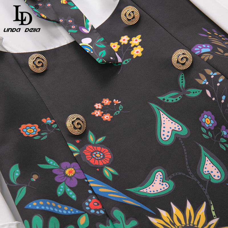 Fashion Runway Summer Mini Dress Women Elegant White Long Sleeve Floral print Ruffles Female Vintage Party 210522