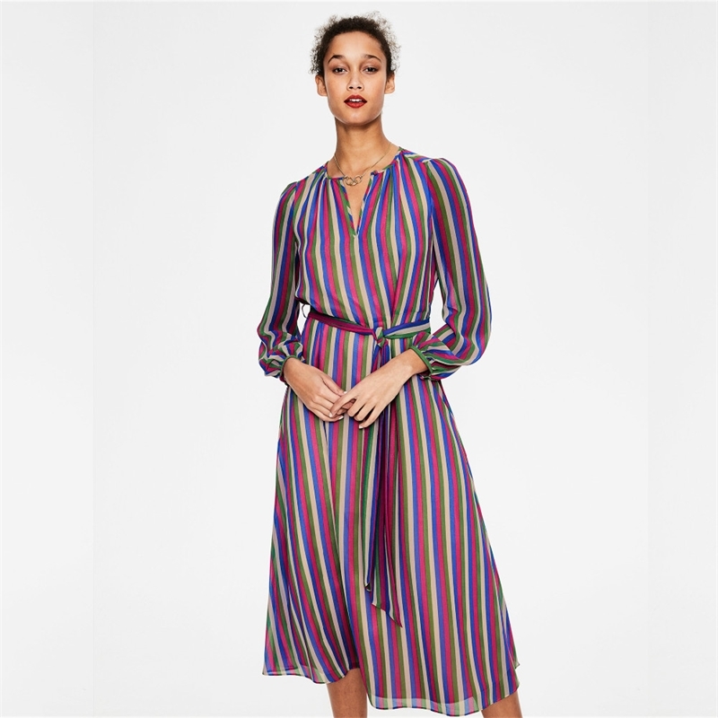 Striped Swimsuit cover up Beach Tunic Sarong Robe de Plage wear kaftans long Dress Womens Swim Wear #Q545 210420