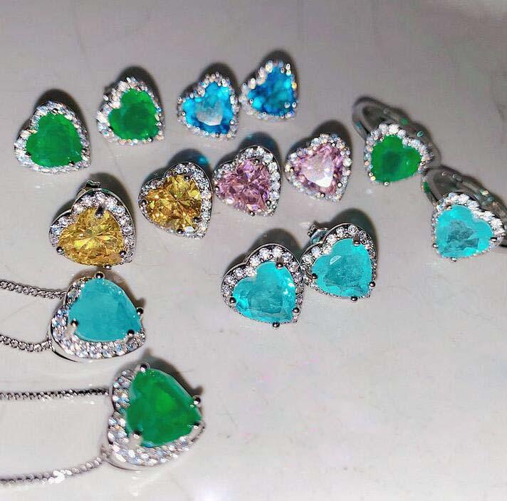 Earrings & Necklace Bright Pink Gem Aquamarine Crystal Love Heart Zircon 1.6 Ct, Silver
Earrings & Necklace Bright Pink Gem Aquamarine Crystal Love Heart Zircon 1.6 Ct, Silver
