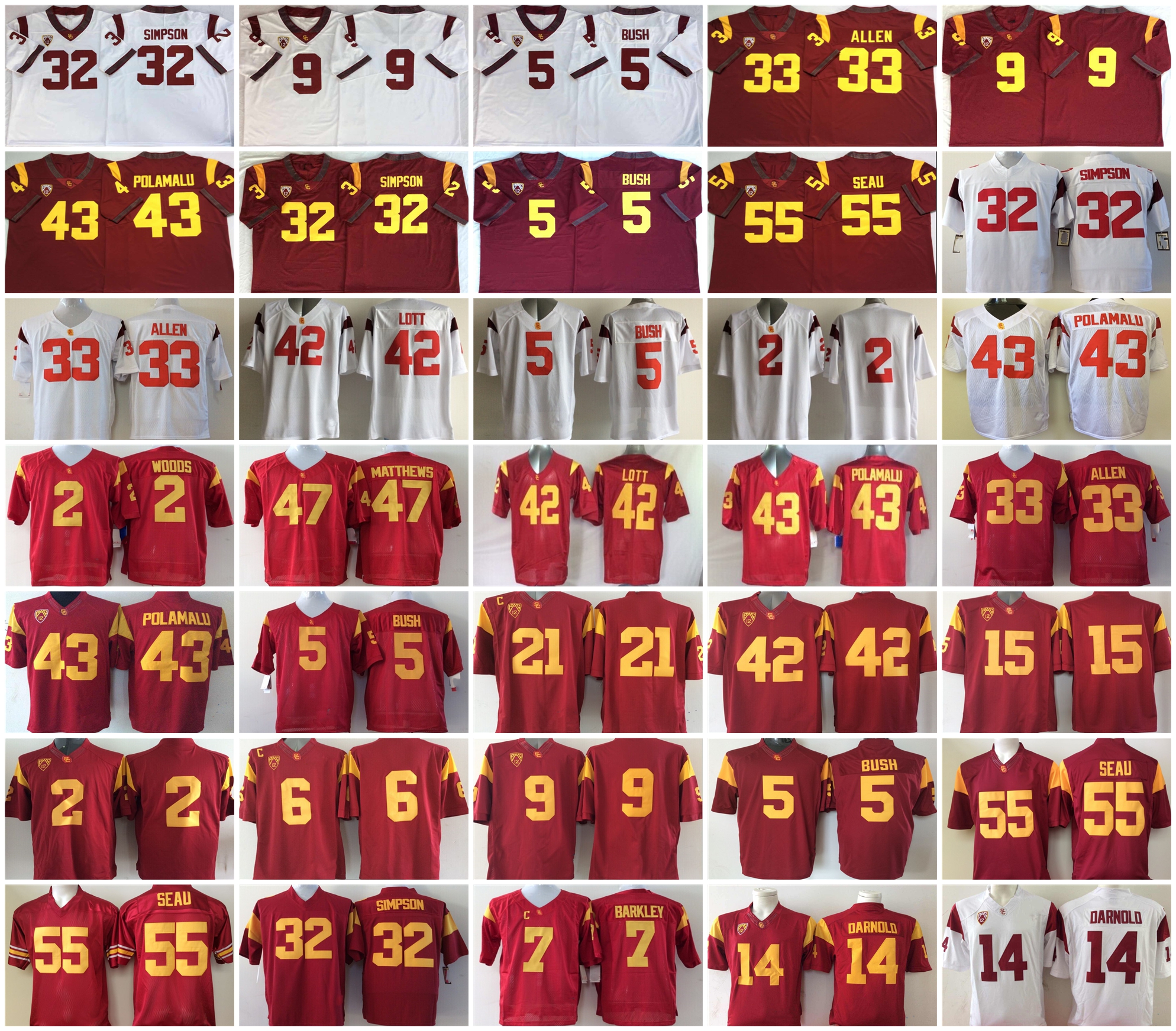 2021 NCAA America Football Jersey USC Trojans Jerseys 32 O.J. Simpson 33 Marcus Allen 5 Reggie Bush 43 Troy Polamalu 55 Junior Seau 42 Ronni, Black
2021 NCAA America Football Jersey USC Trojans Jerseys 32 O.J. Simpson 33 Marcus Allen 5 Reggie Bush 43 Troy Polamalu 55 Junior Seau 42 Ronni, Black