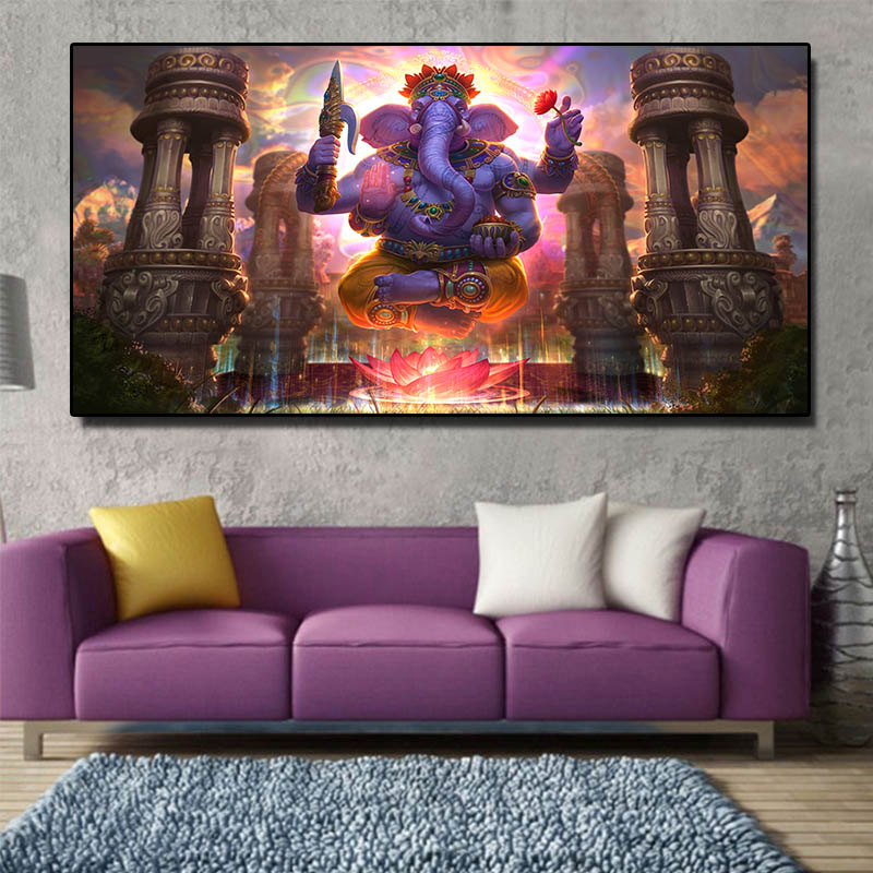 Classical Ganesha Hindu Deity Wall Art Picture Canvas Painting Poster And Print Mural Home Decor For Living Room Decoration