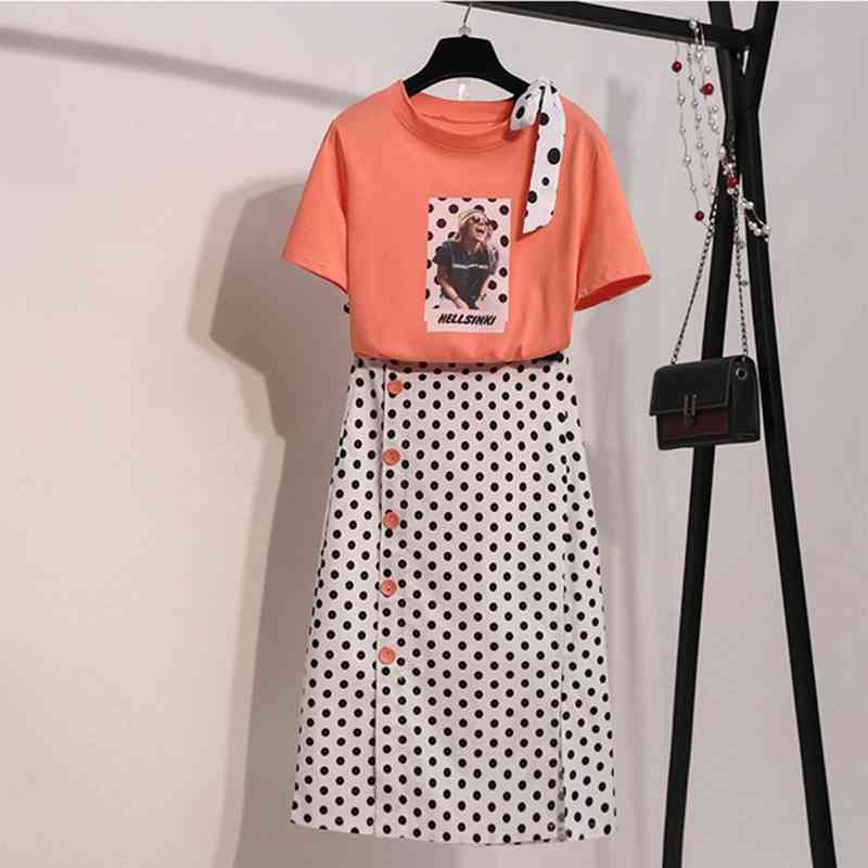 Casual Ladies Girls Holiday Beach Long Skirt Sets Women Bow Print Tshirt and Single-breasted split Dot 2 piece set 210525, Orange
Casual Ladies Girls Holiday Beach Long Skirt Sets Women Bow Print Tshirt and Single-breasted split Dot 2 piece set 210525, Orange