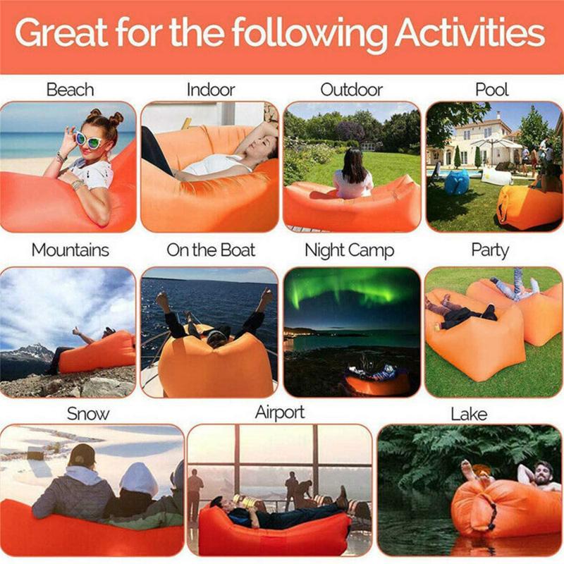 Outdoor Pads Camping Inflatable Sofa Lazy Bag Portable Folding Sleeping Air Bed Lounger Trending Adult Beach Lounge Chair286S