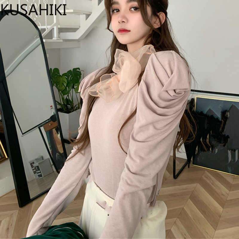 KUSAHIKI Bow Tie Puff Long Sleeve Women Sweater Spring Thin Basic Women Tops Causal Slim Korean Pullover Jumper 6E645 210602, Black
KUSAHIKI Bow Tie Puff Long Sleeve Women Sweater Spring Thin Basic Women Tops Causal Slim Korean Pullover Jumper 6E645 210602, Black