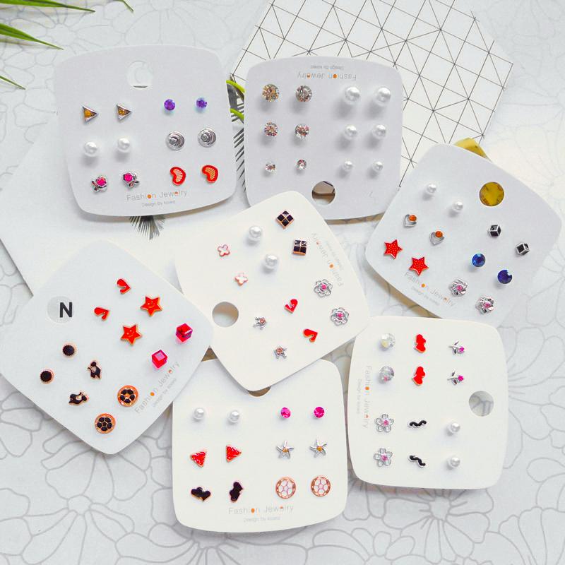 Earrings & Necklace Fashion Trend Crystal Square Star Pearl Stud Vintage Geometric Statement Women's Mixed Styles Jewelry, Silver 
Earrings & Necklace Fashion Trend Crystal Square Star Pearl Stud Vintage Geometric Statement Women's Mixed Styles Jewelry, Silver