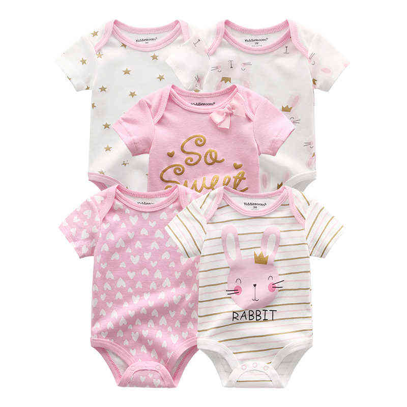 born Boy Clothes 5Pcs Star Print Infant Bodysuit Casual Baby Girl Summer Jumpsuits Set Kids Baby's Costumes ropa para bebes 211101