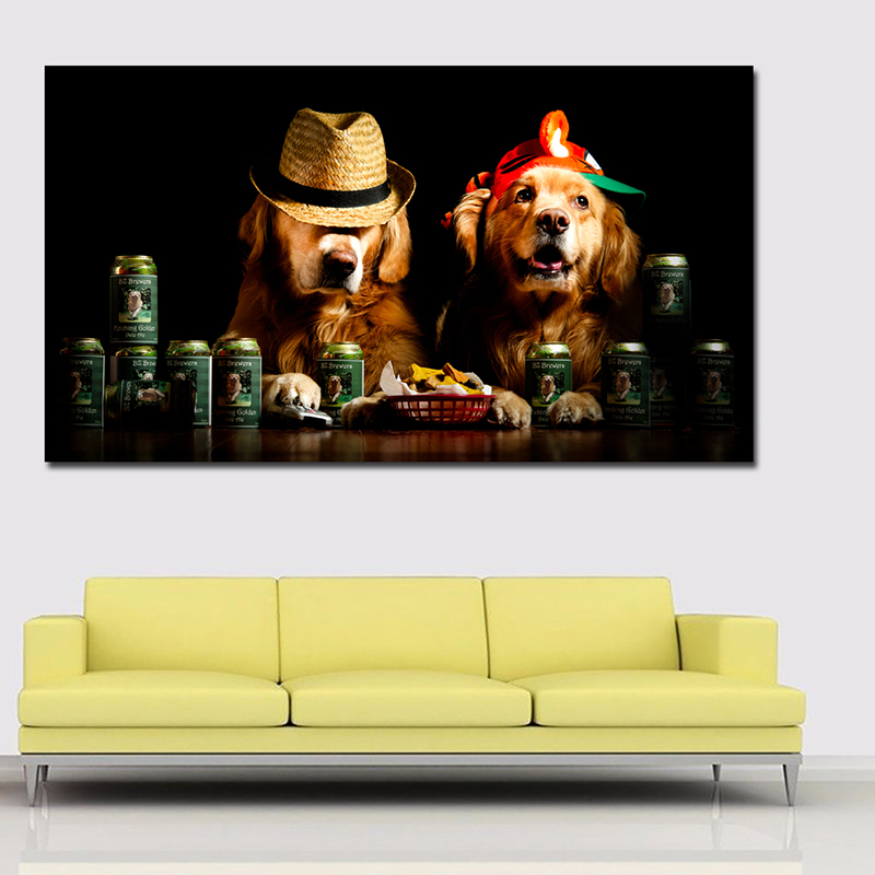 HD Print Photography Art Poster Print Cute Dog With Hat Big Size Canvas Paintings Animal Wall Pictures For Living Room Unframed