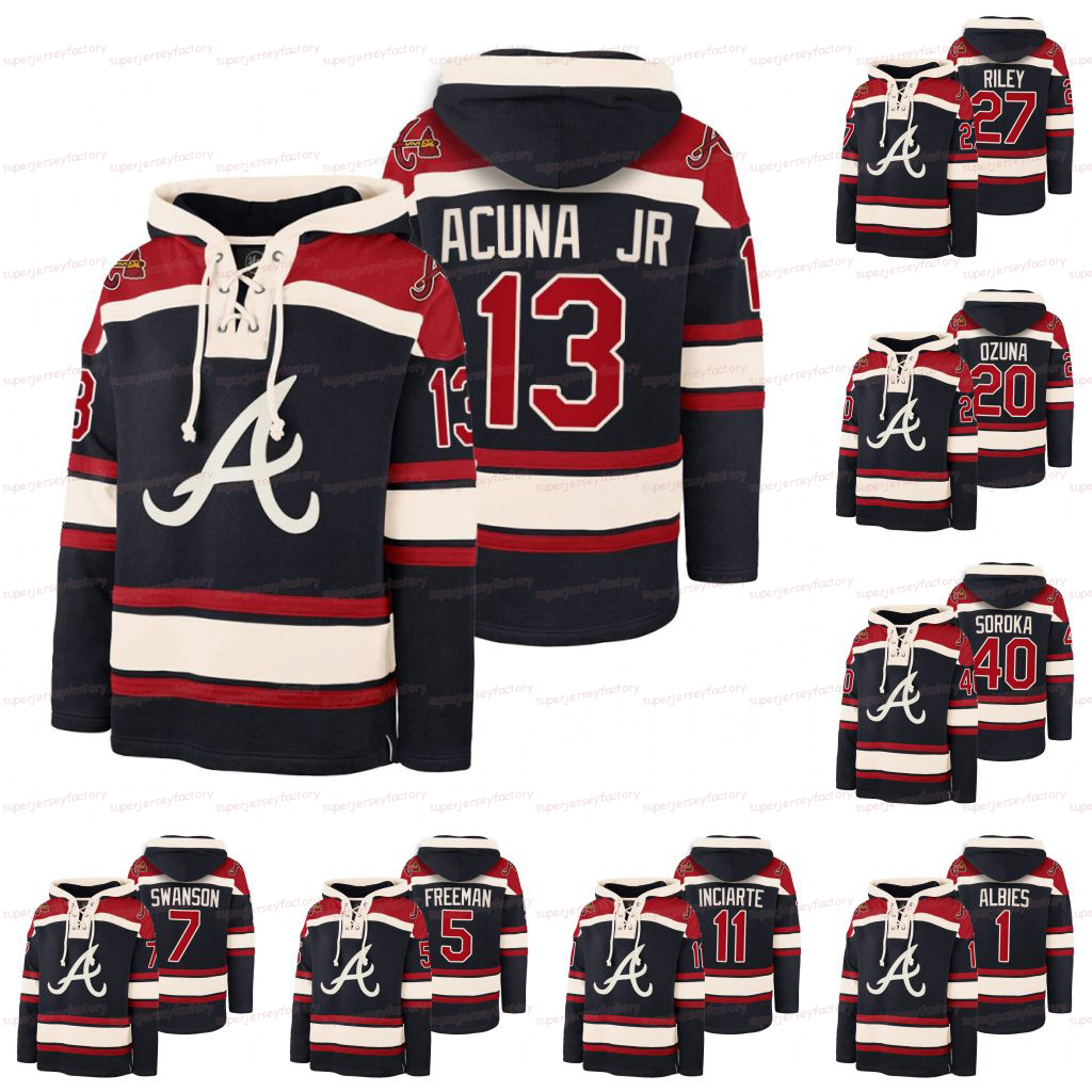 13 Ronald Acuna Jr. Legacy Vintage Hockey Lacer Hoodie Freddie Freeman Marcell Ozuna Dansby Swanson Ozzie Albies Austin Riley Mike Soroka Mike Soroka Ender Inciarte, Youth s-xl
13 Ronald Acuna Jr. Legacy Vintage Hockey Lacer Hoodie Freddie Freeman Marcell Ozuna Dansby Swanson Ozzie Albies Austin Riley Mike Soroka Mike Soroka Ender Inciarte, Youth s-xl