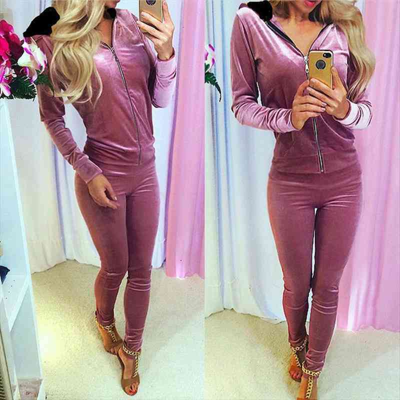 spring autumn hooded zipper long sleeve elastic waist long pants female 2 sets velvet solid woman sport sets, Gray
spring autumn hooded zipper long sleeve elastic waist long pants female 2 sets velvet solid woman sport sets, Gray