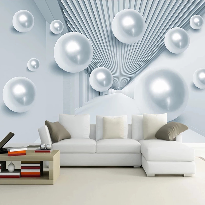 Custom Wallpaper 3D Stereoscopic Space Circle Ball Creative Modern Living Room Sofa TV Background Art Blue Mural
