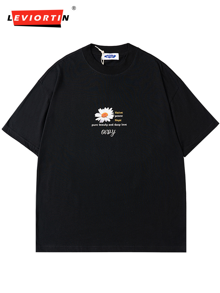 Hip Hop T-shirt Tee Men And Women CP T Shirt Pullover Cotton Streetwear Harajuku Oversized Daisy Print Tops Summer Clothes 220309