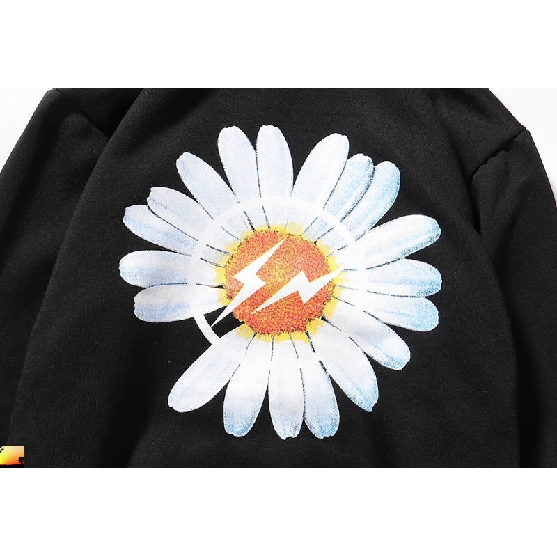 Peaceminusone Daisy Hoodie Sweatshirts for Men and Women Chrysanthemum Fleece Sweatshirt 210420