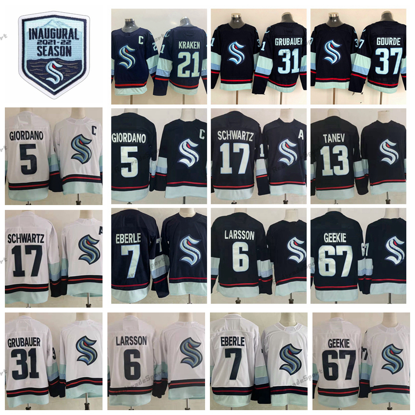 2021/22 Inaugural Seattle Kraken Hockey Jerseys 21 32 5 Mark Giordano Eberle Jaden Schwartz Brandon Tanev Yanni Gourde Philipp Grubauer Adam, Black;red
2021/22 Inaugural Seattle Kraken Hockey Jerseys 21 32 5 Mark Giordano Eberle Jaden Schwartz Brandon Tanev Yanni Gourde Philipp Grubauer Adam, Black;red