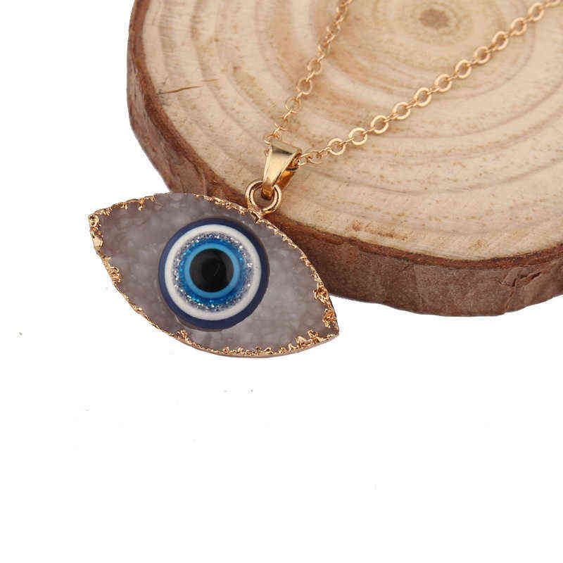 Bohemian Vintage Turkish Evil Eye Pendant Necklace Fashion Clavicle Chain Statement Long Necklace Women Jewelry Femme Collares G1206