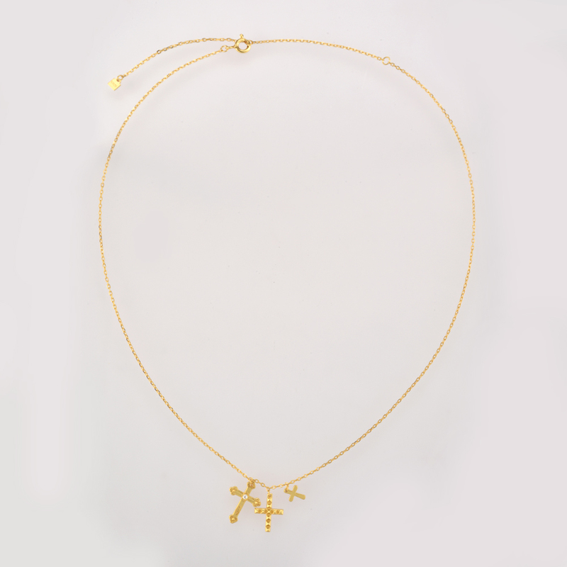 KIKICHICC Gold 925 Sterling Silver Small Three Cross Pendant Charm Long Chain Necklace Fashion Fine Jewelry Gift 220214