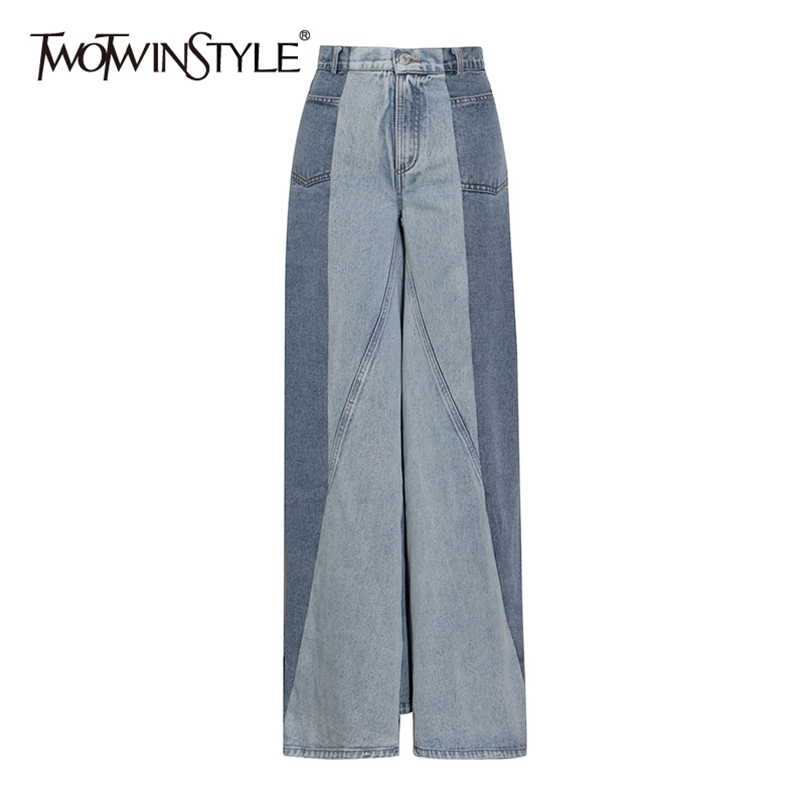 Blue Jeans For Women High Waist Loose Patchwork Hit Color Casual Wide Leg Denim Pants Female Spring Clothing 210521
Blue Jeans For Women High Waist Loose Patchwork Hit Color Casual Wide Leg Denim Pants Female Spring Clothing 210521