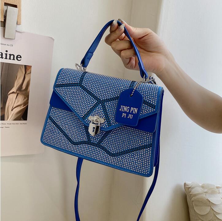 Factory wholesale leathers shoulder bags elegant atmosphere diamond handbag classic plaid fashion clutch bag street trend shaping rivet leather handbags 8 colors
