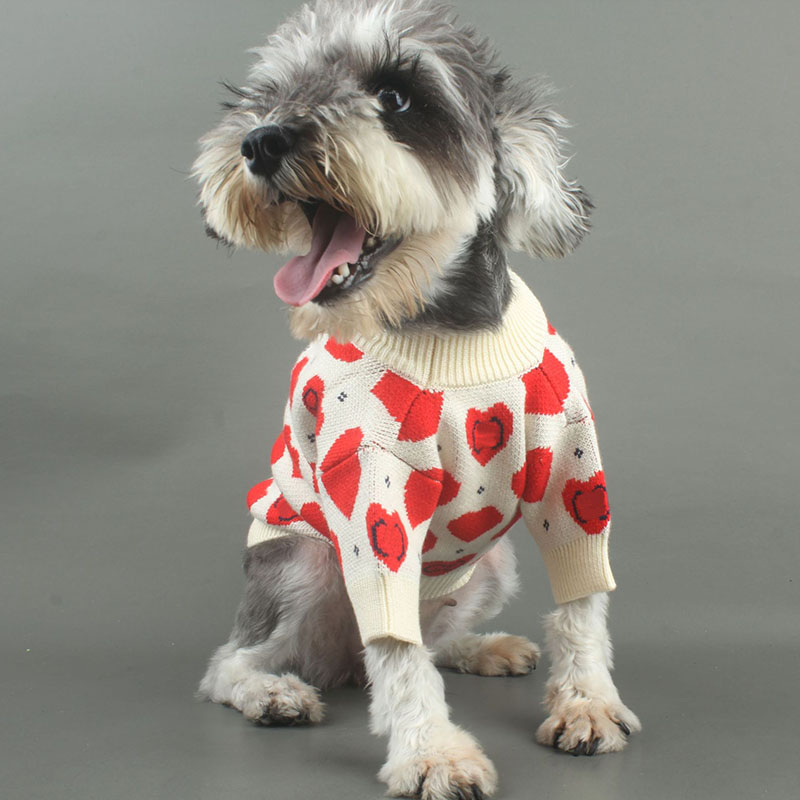 Teddy Schnauzer Chihuahua Dog Apparel Autumn Winter Fashion Heart Pet Sweaters Double Letter Jacquard Dogs Knitted Sweater
Teddy Schnauzer Chihuahua Dog Apparel Autumn Winter Fashion Heart Pet Sweaters Double Letter Jacquard Dogs Knitted Sweater