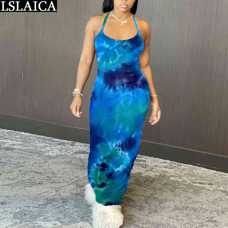 Multi-element Dress Print Casual Floor-Length Skinny Tie Dye for Women Fashion Slim Off Shoulder Sexy Clubwear Robe Longue 210515