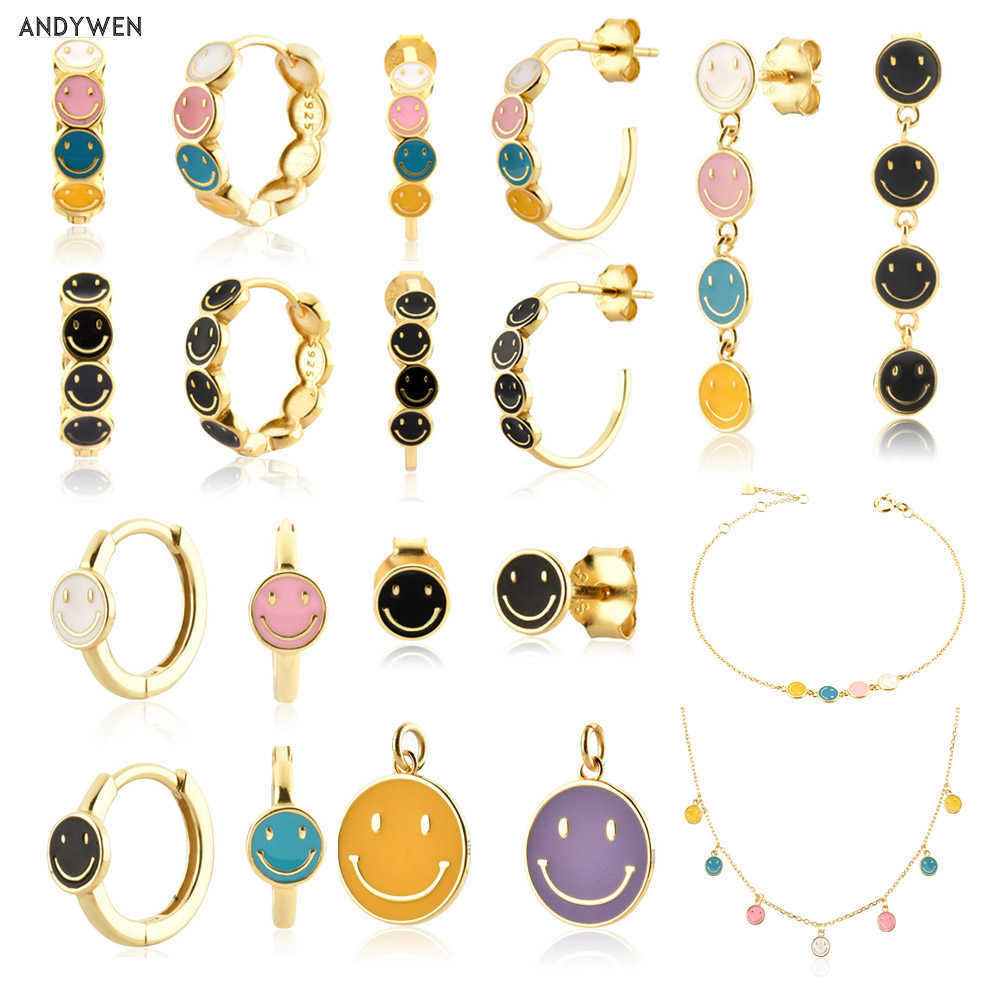 ANDYWEN 925 Sterling Silver Happy Mood Smiley Charm Stud Earring Drop Piercing Bracelet Ring Necklace Choker Jewelry Set 210608, White
ANDYWEN 925 Sterling Silver Happy Mood Smiley Charm Stud Earring Drop Piercing Bracelet Ring Necklace Choker Jewelry Set 210608, White