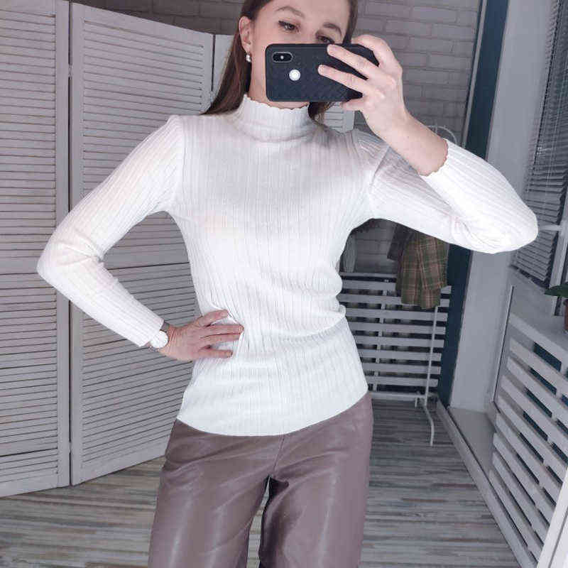 Croysier Pullover Ribbed Knitted Sweater Autumn Winter Clothes Women High Neck Long Sleeve Slim Basic Woman Sweaters Tops 211109