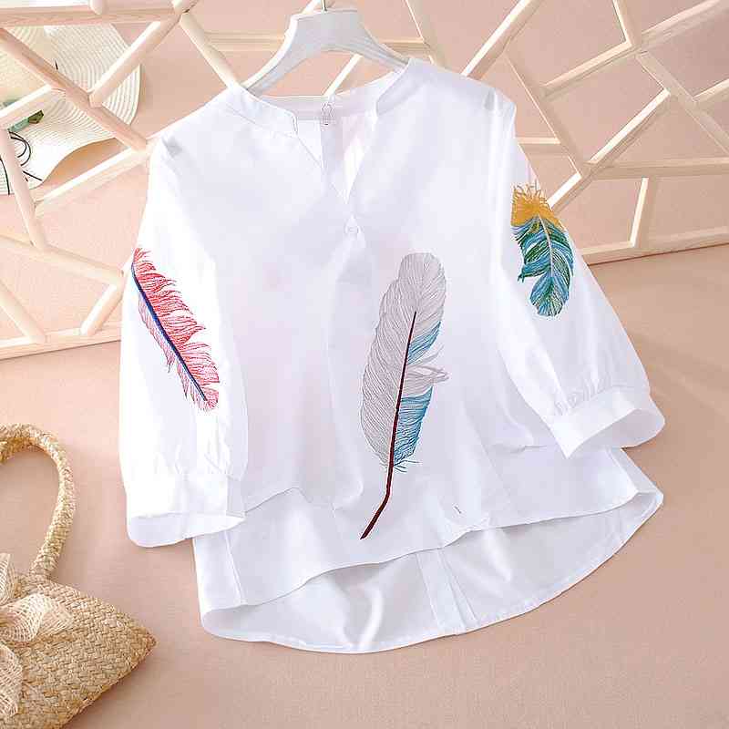 VANOVICH Summer Embroidered Women Shirts Wild Cotton Fashion V-neck Three Quarter Sleeve Sweet Clothing 210615, White
VANOVICH Summer Embroidered Women Shirts Wild Cotton Fashion V-neck Three Quarter Sleeve Sweet Clothing 210615, White