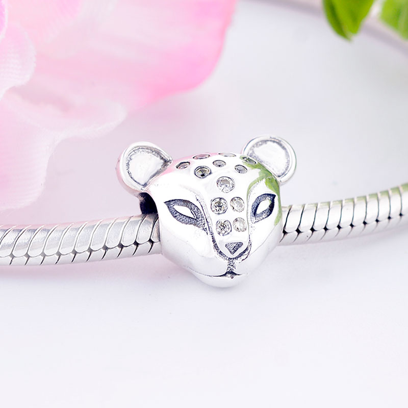 100% 925 Sterling Silver Bead Fit Original Charms Bracelet Sparkling Animal Head Lion Princess Lovely Jewelry for Making DIY Berloque