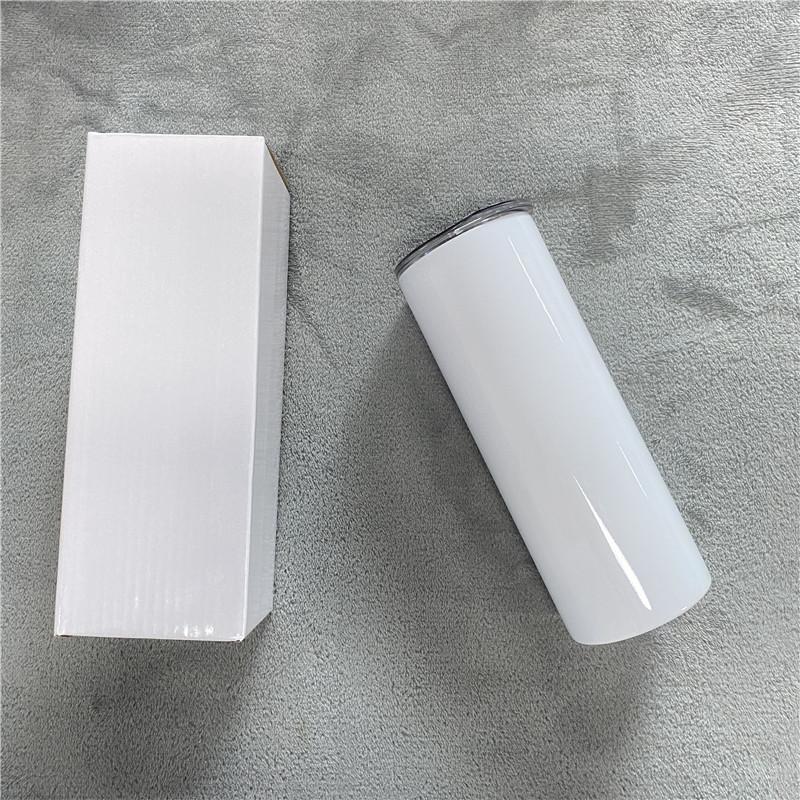US warehouse 15-30oz Sublimation Straight Tumbler with Straw Blanks Stainless Steel Glossy Cup Water Bottle Double-Wall Vacuum Insulated Mug Fast Loca