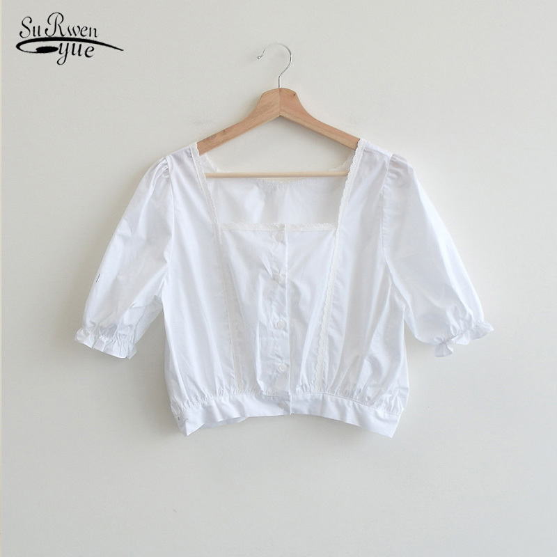 Korean Fashion Clothing Summer Short Sleeve Sweet Woman' Shirt White Blouse Square Collar Puff Top Blusas 10099 210521
Korean Fashion Clothing Summer Short Sleeve Sweet Woman' Shirt White Blouse Square Collar Puff Top Blusas 10099 210521